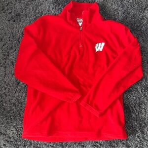 Wisconsin Red Oak Quarter Zip Pullover Sweatshirt Men’s Size Large Red